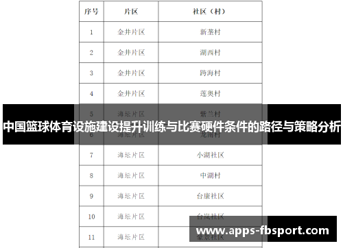 中国篮球体育设施建设提升训练与比赛硬件条件的路径与策略分析