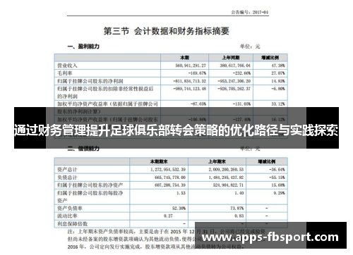 通过财务管理提升足球俱乐部转会策略的优化路径与实践探索