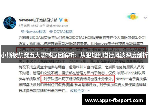 小斯被禁赛五大震撼原因解析：从犯规到道德风波深度剖析